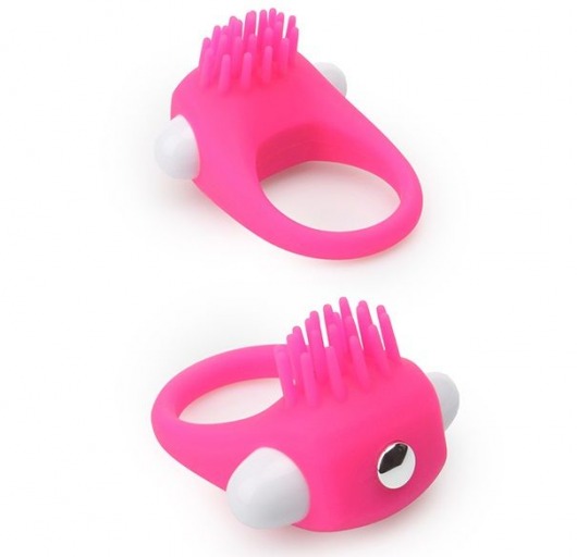 Розовое эрекционное кольцо с щеточкой LIT-UP SILICONE STIMU RING 5 - Dream Toys - в Черкесске купить с доставкой