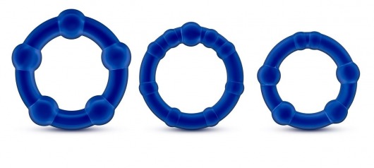 Набор из 3 синих эрекционных колец Stay Hard Beaded Cockrings - Blush Novelties - в Черкесске купить с доставкой