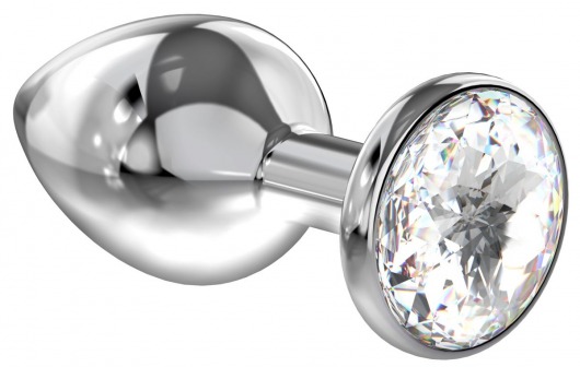 Большая серебристая анальная пробка Diamond Clear Sparkle Large с прозрачным кристаллом - 8 см. - Lola Games - купить с доставкой в Черкесске