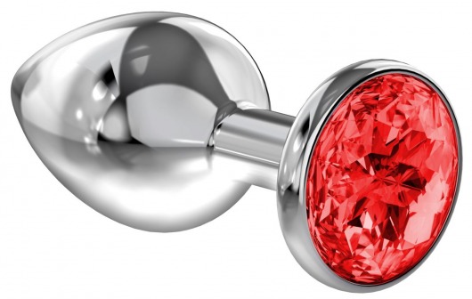 Большая серебристая анальная пробка Diamond Red Sparkle Large с красным кристаллом - 8 см. - Lola Games - купить с доставкой в Черкесске