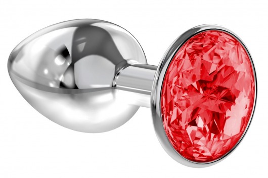 Малая серебристая анальная пробка Diamond Red Sparkle Small с красным кристаллом - 7 см. - Lola Games - купить с доставкой в Черкесске