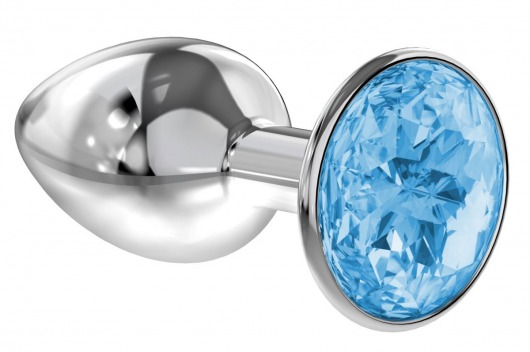 Малая серебристая анальная пробка Diamond Light blue Sparkle Small с голубым кристаллом - 7 см. - Lola Games - купить с доставкой в Черкесске