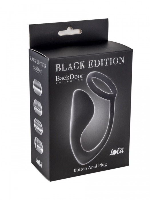 Чёрное эрекционное кольцо с анальной пробкой Button Anal Plug - Lola Games - в Черкесске купить с доставкой