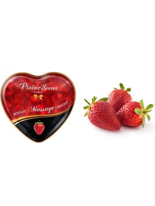 Массажная свеча с ароматом клубники Bougie Massage Candle - 35 мл. - Plaisir Secret - купить с доставкой в Черкесске