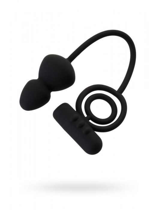 Чёрное эрекционное кольцо с вибростимулятором и анальным хвостом - Erotist Adult Toys - в Черкесске купить с доставкой
