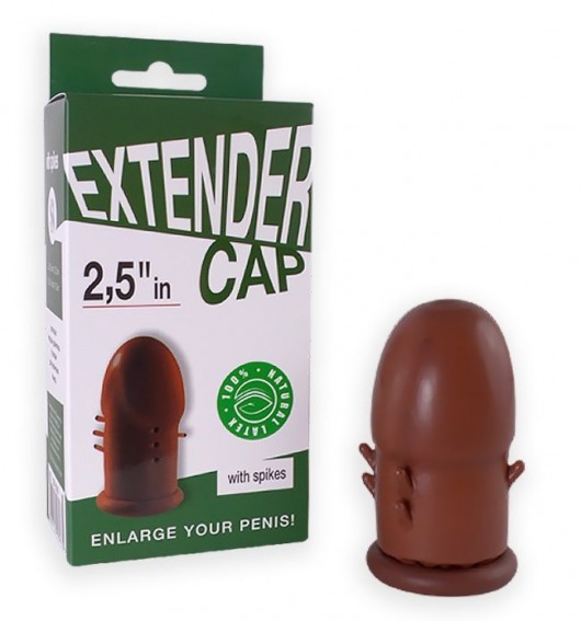 Коричневый латексный удлинитель пениса 2.5 in с шипиками - Sitabella - в Черкесске купить с доставкой