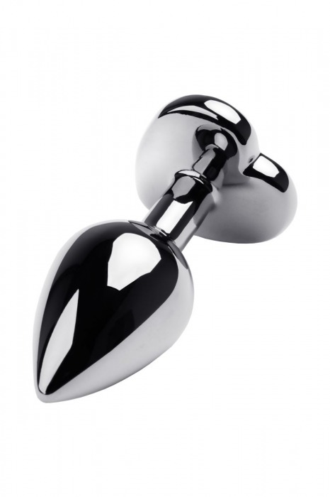 Серебристая анальная пробка с прозрачным кристаллом-сердцем - 8 см. - ToyFa - купить с доставкой в Черкесске