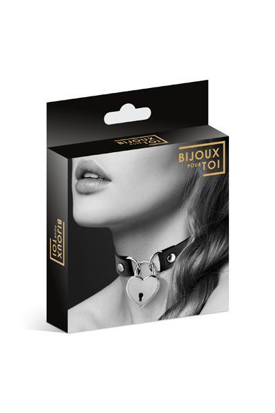 Черный чокер с замком в форме сердца - Bijoux Pour Toi - купить с доставкой в Черкесске