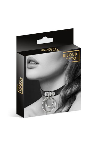 Черный чокер с двумя кольцами - Bijoux Pour Toi - купить с доставкой в Черкесске