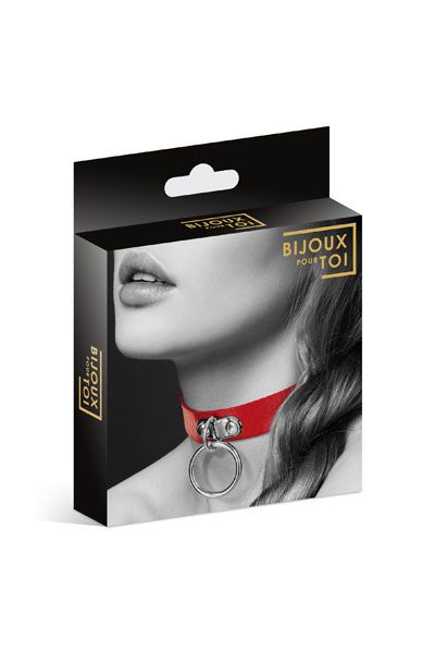 Красный узенький чокер с кольцом - Bijoux Pour Toi - купить с доставкой в Черкесске