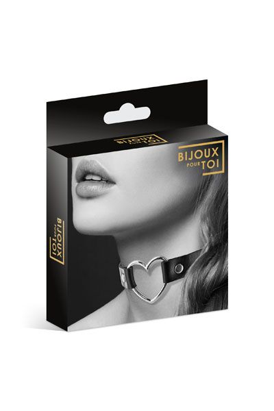 Чёрный чокер с кольцом в форме сердца - Bijoux Pour Toi - купить с доставкой в Черкесске