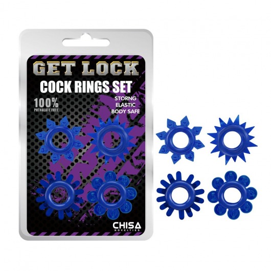 Набор из 4 синих колец Get Lock - Chisa - в Черкесске купить с доставкой