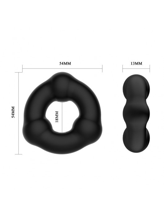 Черное эрекционное кольцо с 3 шариками - Baile - в Черкесске купить с доставкой