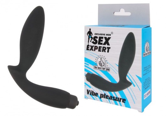 Чёрный вибростимулятор простаты Sex Expert Vibe Pleasure - Sex Expert - в Черкесске купить с доставкой