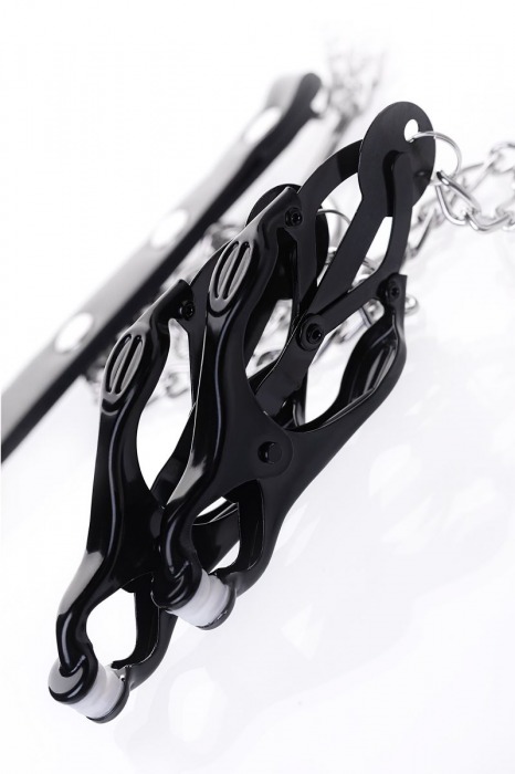 Черно-серебристые зажимы для сосков с кольцом для пениса TOYFA Metal - ToyFa - купить с доставкой в Черкесске
