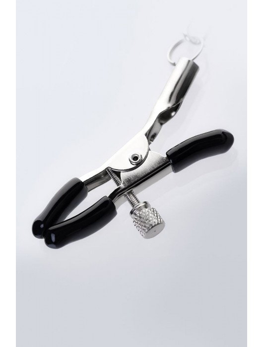 Серебристо-чёрные зажимы для сосков с кольцом для пениса TOYFA Metal - ToyFa - купить с доставкой в Черкесске